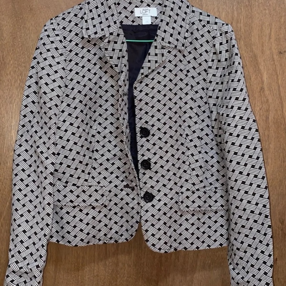 LOFT Petite Blazer Black and White (10P)